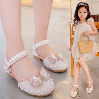 Giày Búp Bê Bé Gái, Giày Công Chúa Đính Đá Nơ Lấp Lánh Phong Cách Tiểu Thư Chất Da Mềm Cao Cấp Cho Bé Gái 1 - 8 tuổi