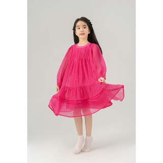 Váy bé gái LEAH dài tay bồng dáng nấm cổ tròn mùa thu xinh xắn - Hendi dress