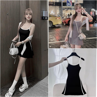 Váy hai dây viền trắng chuẩn mpb