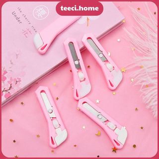 Dao Cắt Dọc Dao Rọc Giấy Kích Thước Nhỏ Dao Cắt Giấy Mini Bỏ Túi Màu Hồng Khui Hàng Unboxing TEECI D017