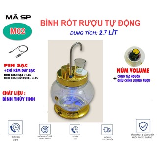 Máy rót rượu tự động k04 bình thủy tinh đặt ly tự rót 2.7l bơm hút