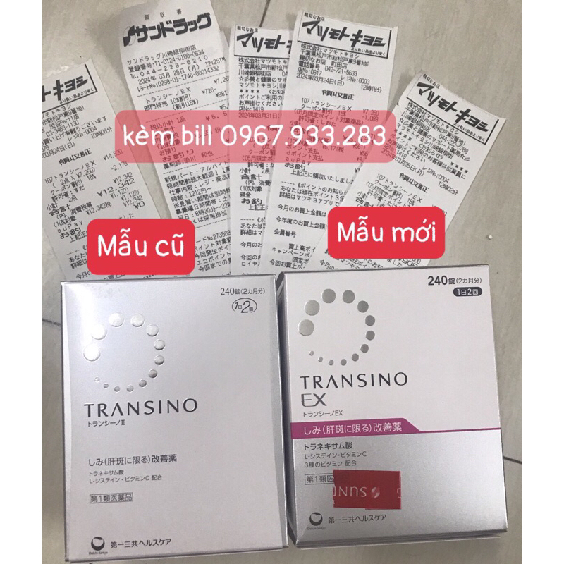 ( Kèm bill siêu thị Nhật )Viên trắng da, chống nám, chống tàn nhang Transino 240