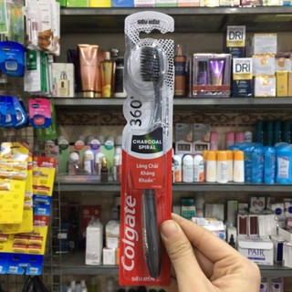 Bàn Chải Đánh Răng Colgate 360 Charcoal Spiral Lông Chải Siêu Mềm Xoắn Kép Phủ Than (đơn và bộ 2 cây )