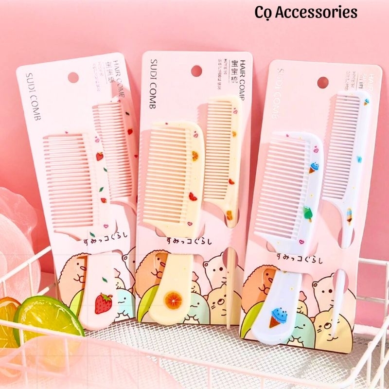 Set 2 Lược Chải Tóc Mini Bỏ Túi Tiện Dụng Dễ Thương Phụ Kiện Tóc Xu Hướng Cho Nữ Và Bé Gái