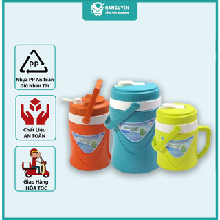 Phích đá giữ nhiệt nhựa cao cấp 2L, 3L Phích ủ đá, Nắp bật, chống tràn, quai xách, bình đá giữ nhiệt mini