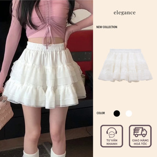Chân váy ngắn kiểu công chúa xòe tầng phối voan tôn dáng phong cách ulzzang