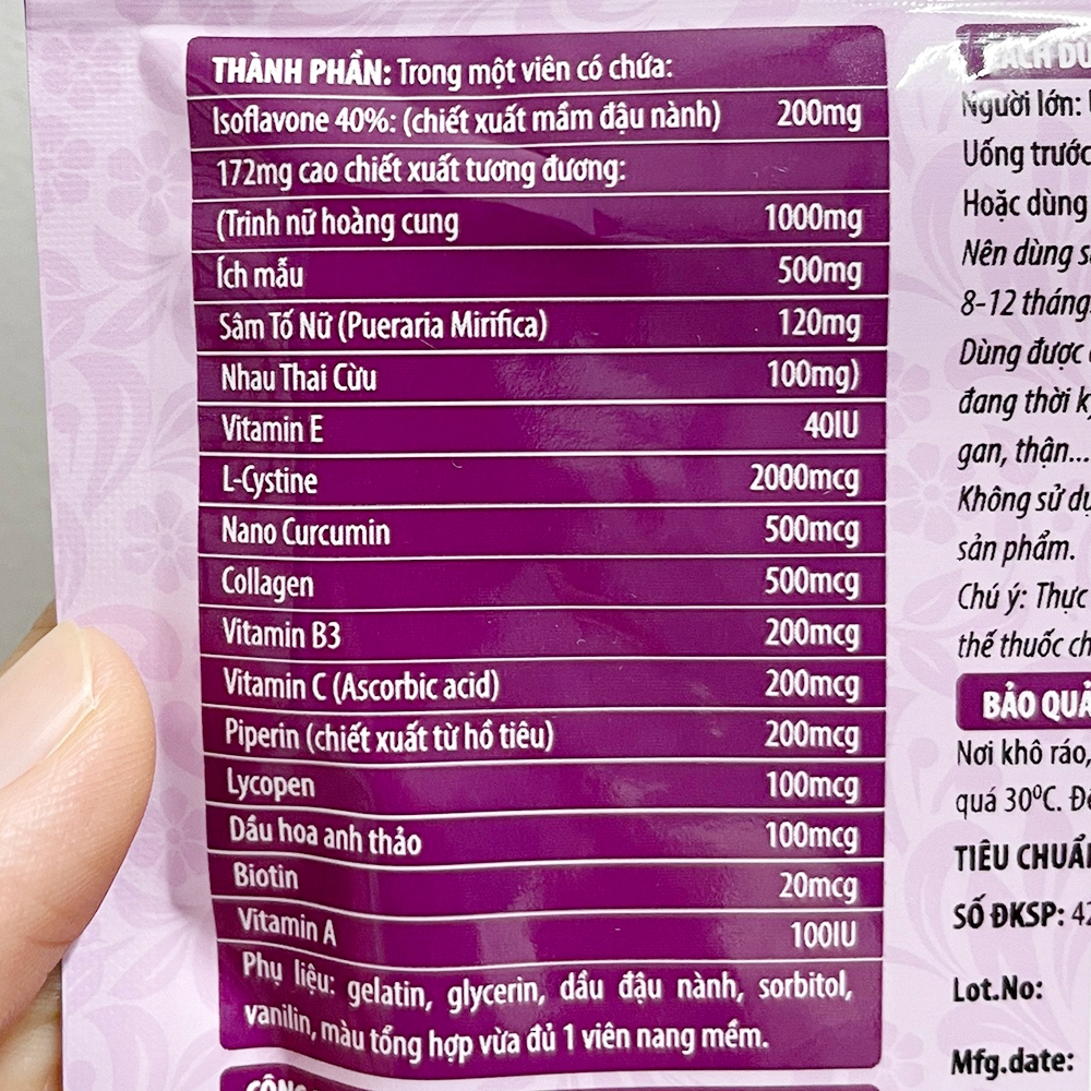 Viên uống tăng nội tiết tố nữ Estrogen Lady (gói) tăng sinh lý nữ, giảm khô hạn, bốc hỏa - 30 viên
