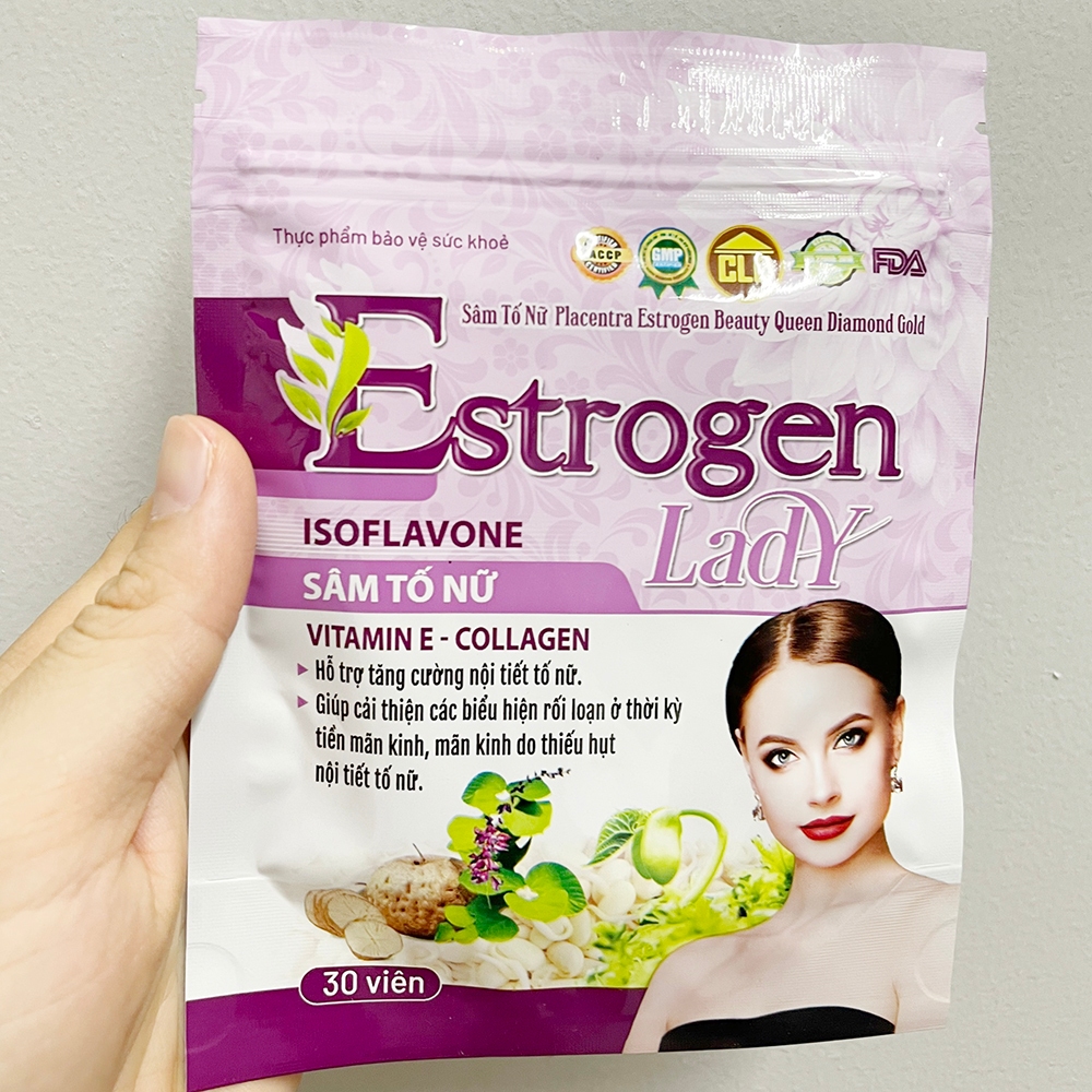 Viên uống tăng nội tiết tố nữ Estrogen Lady (gói) tăng sinh lý nữ, giảm khô hạn, bốc hỏa - 30 viên