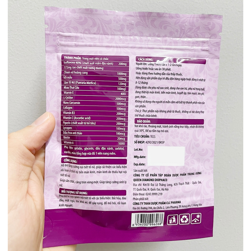 Viên uống tăng nội tiết tố nữ Estrogen Lady (gói) tăng sinh lý nữ, giảm khô hạn, bốc hỏa - 30 viên