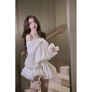 𝐁𝐞𝐥𝐢𝐝𝐚 𝐒𝐞𝐭 Váy trễ vai bồng phối vạt nơ cùng chân váy tkcc 𝐀𝐒𝐇𝐘𝐋𝐄𝐘