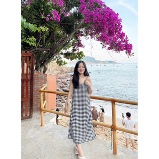 Đầm dây caro Midi dress thiết kế Ma Vie