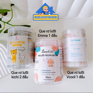 Hộp 30 que gạc rơ lưỡi Vcool kháng khuẩn đã tiệt trùng vệ sinh răng miệng cho bé - Tưa Lưỡi Vcool