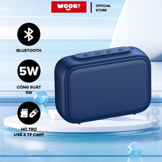 Loa Bluetooth Mini 5.0 Wook RB100 Blue Phiên Bản Nâng Cấp 5W Nhỏ Gọn Tiện Lợi Hỗ trợ thẻ Micro SD & USB - Hàng Chính Hã