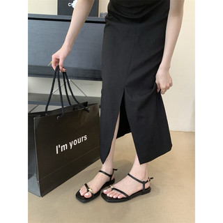 ( Sẵn Đen sz 37 )Sandals Xỏ Ngón Đế Thấp Xinh