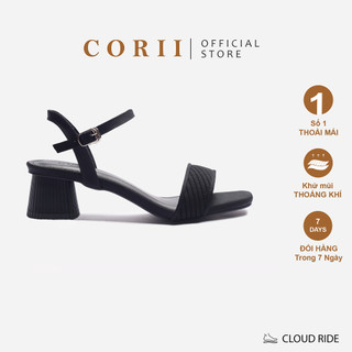 CORII - Giày Sandal Cao Gót Quai Ngang Bản Nhỏ Mũi Vuông Thời Trang và Thoải Mái Nhất - CR06WW1 Đen