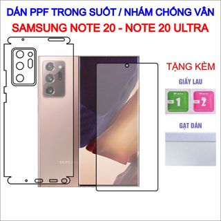 Dán ppf samsung note 20, note 20 ultra full lưng viền, màn hình