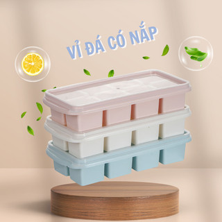 Vỉ đá có nắp 8 viên, 9 viên, 16 viên Việt Nhật - Khay đá có nắp dẻo tạo khối