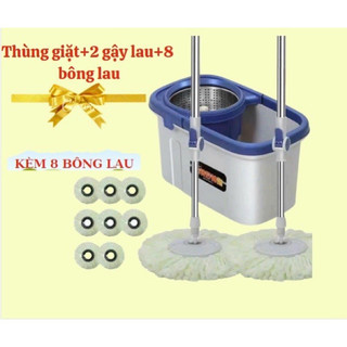 Bộ chổi lau nhà xoay 360 độ cao cấp gồm 1 chậu + 2 cây lau + 8 bông lau. chổi lau nhà 360 độ kèm thùng tự vắt