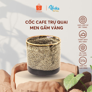 Cốc cafe trụ quai 7x7 - cốc cafe phê cao cấp men gấm vàng - gốm sứ bát tràng