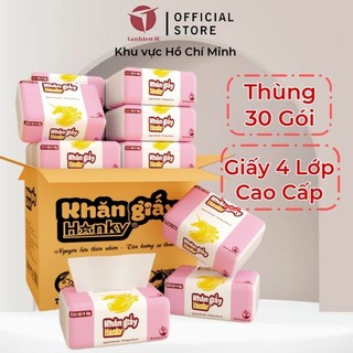 Thùng 30 Gói Giấy Ăn Gấu Trúc Hanky Siêu Dai Siêu Mịn Cao Cấp 300 Tờ 4 Lớp