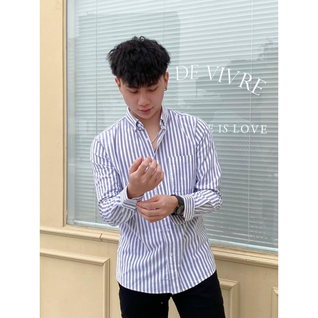 Sơ mi sọc xanh Krad Studio