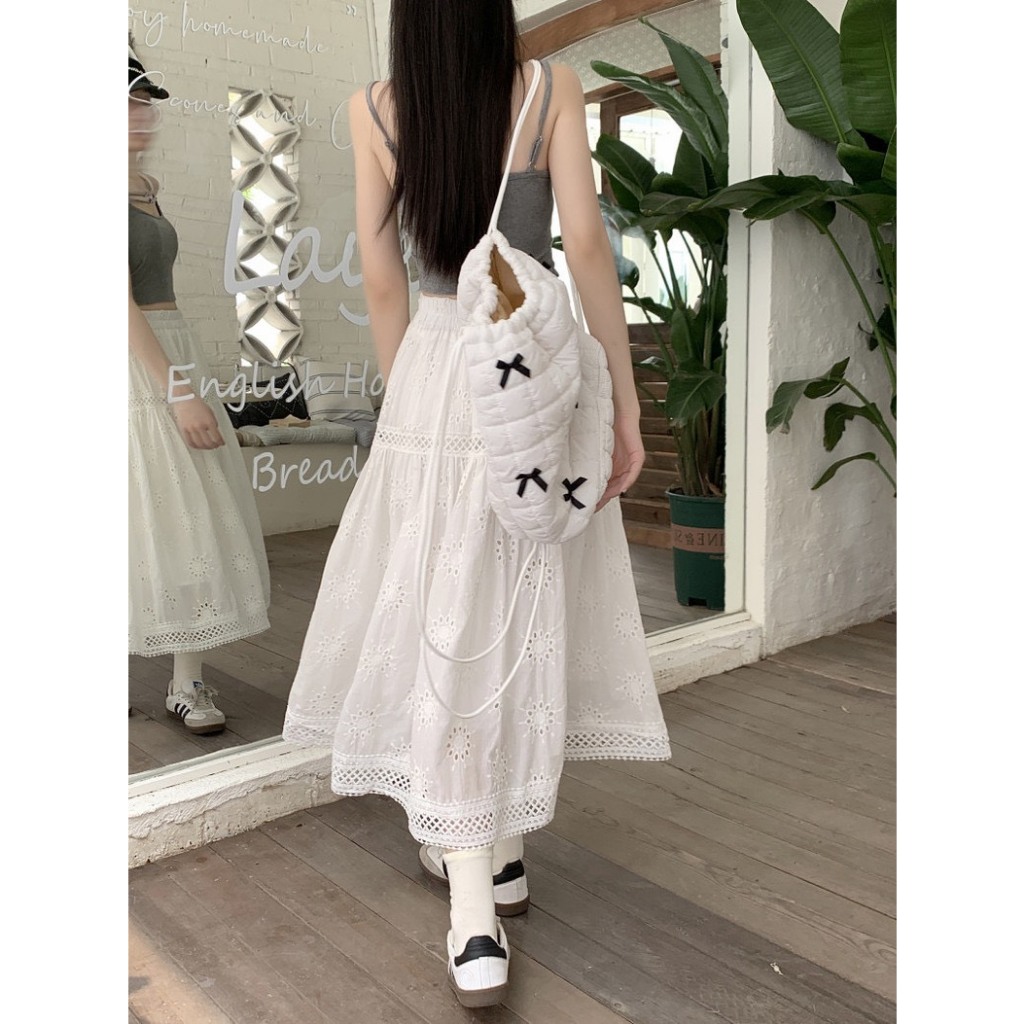 (hàng loại 1) Chân váy trắng ren hoa dáng dài mẫu mới phong cách Ulzzang | BigBuy360 - bigbuy360.vn