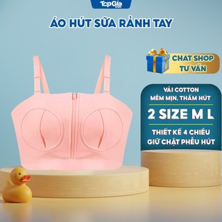 Áo hút sữa rảnh tay Topgiakids, áo hút sữa cho mẹ có dây giữ bình hút sữa vải cotton co giãn 4 chiều mềm mịn, thoáng mát