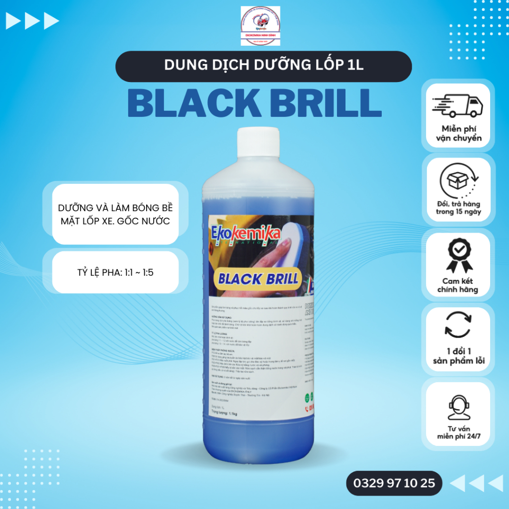 Dung Dịch Dưỡng Bóng Và Làm Đen Lốp Xe Ekokemika Black Brill 1L
