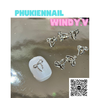 Set 10 charm nơ xoắn bạc - phụ kiện nail