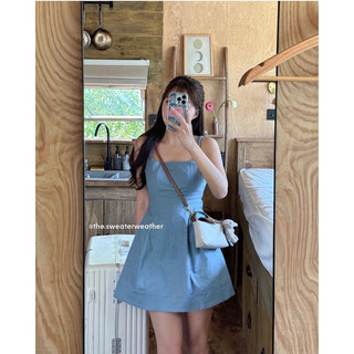 Đầm- Váy 2 dây dáng sporty chất denim mỏng, đầm 2 dây basic