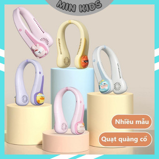 Quạt Đeo Cổ Mini Không Cánh Hình Thú, Quạt Quàng Cổ Tích Điện Hình Con Vật, Pin Lớn, 3 Chế Độ Kèm Bộ Sạc USB
