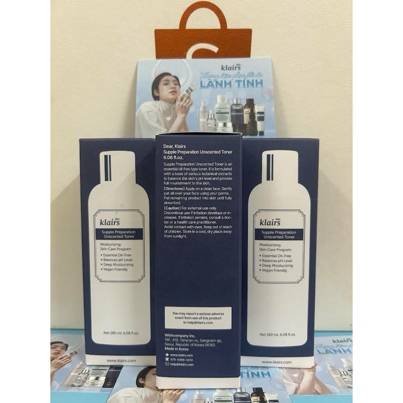 Nước Hoa Hồng Không Mùi Dear Klairs Supple Preparation Unscented Toner 180ml