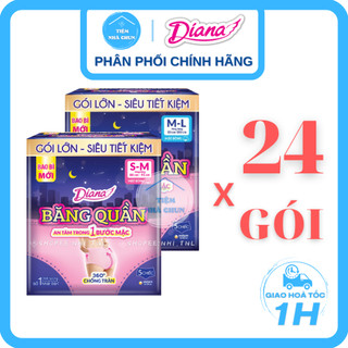 Che tên sp - giá sỉ thùng 24 gói băng quần diana 5 miếng - băng vệ sinh diana sensi ban đêm dạng quần size s - m / m - l