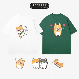 Áo thun unisex tay lỡ THE SHIBA by TEEDARK chất cotton mềm mịn, Áo phông nam nữ form rộng