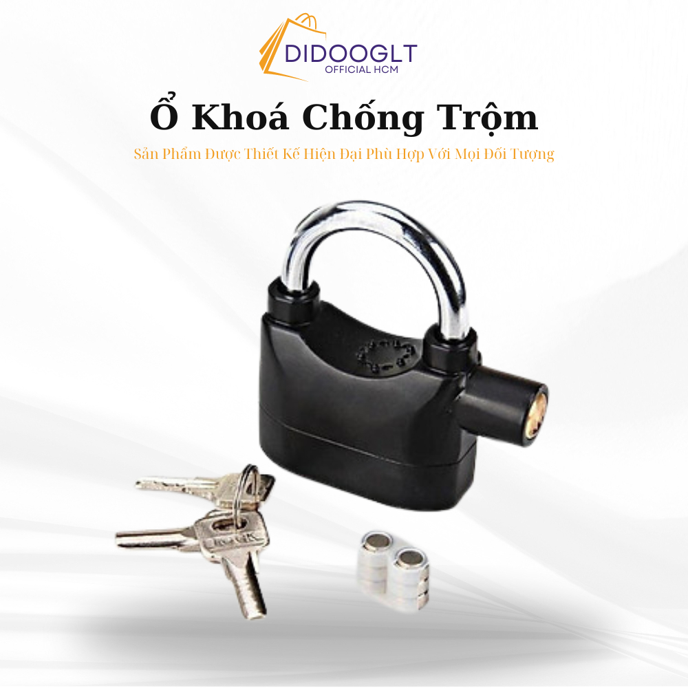 Ổ Khoá Chống Trộm Có Còi Báo Động Cao Cấp - Khoá chống trộm làm bằng hợp kim nhôm, chống ăn mòn, kháng thời tiết (didoog