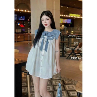 Đầm sơ mi dáng suông phối jean sang trọng VIENS STORE