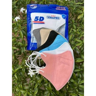 Hộp 100 cái khẩu trang 5D ViNaPro 3 lớp kháng khuẩn chống bụi mịn, nhiều màu sắc lựa chọn