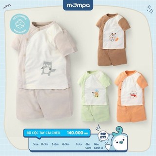 Bộ cài chéo cộc tay sơ sinh Mompa chất liệu Petit cho bé