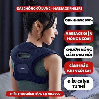 Đai chống gù philips, đai điều chỉnh tư thế lưng, đai massage, có chườm ấm, hàng chính hãng bh 12 tháng, bepchauau