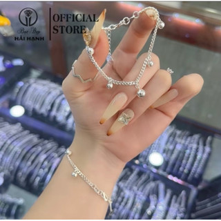 lắc tay bạc ta mắt đơn dẹt dày dặn treo chuông kêu cho nữ cá tính HHJ