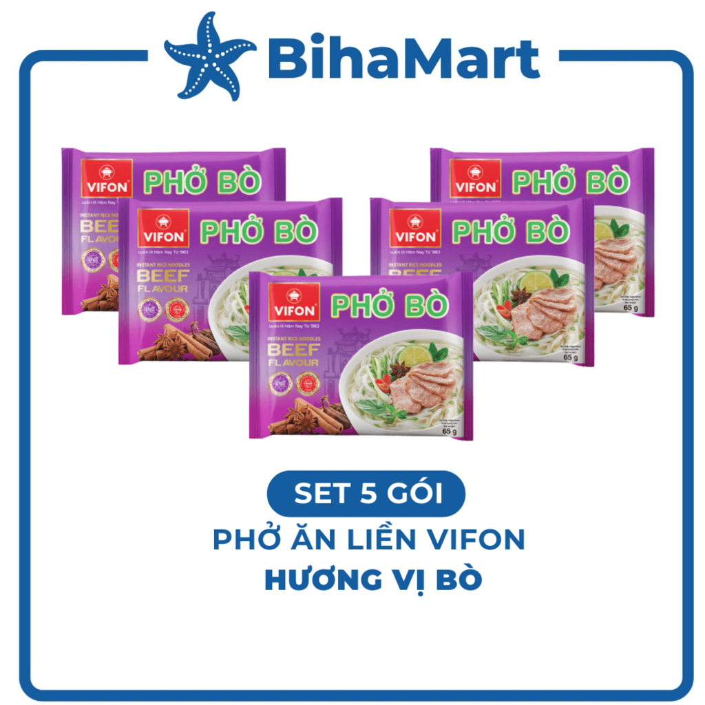 [SET 5 GÓI] - VIFON – Phở Vifon ăn liền hương vị Bò (65g/gói) – Phở ăn liền Vifon