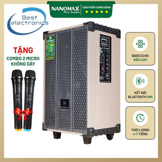 Loa kéo karaoke công suất lớn 260w nanomax t12 - bass 3 tấc, 30cm, màu xám,loa kéo mini