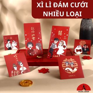Bao lì xì đám cưới, bưng quả song hỷ, lì xì trao duyên, xì lì hoạt tiết cổ trang