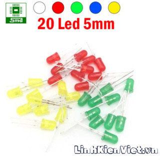 Gói 20c - Led 3mm/5mm siêu sáng chóa màu chân dài Các màu Đỏ Vàng Xanh Trắng Led rời chân 3mm/5mm