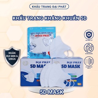  Khẩu trang 5DGIá Sỉ  thùng 200 chiếc khẩu trang 5D Đại Phát 3 lớp kháng khuẩn chống bụi mịn không đau tai 
