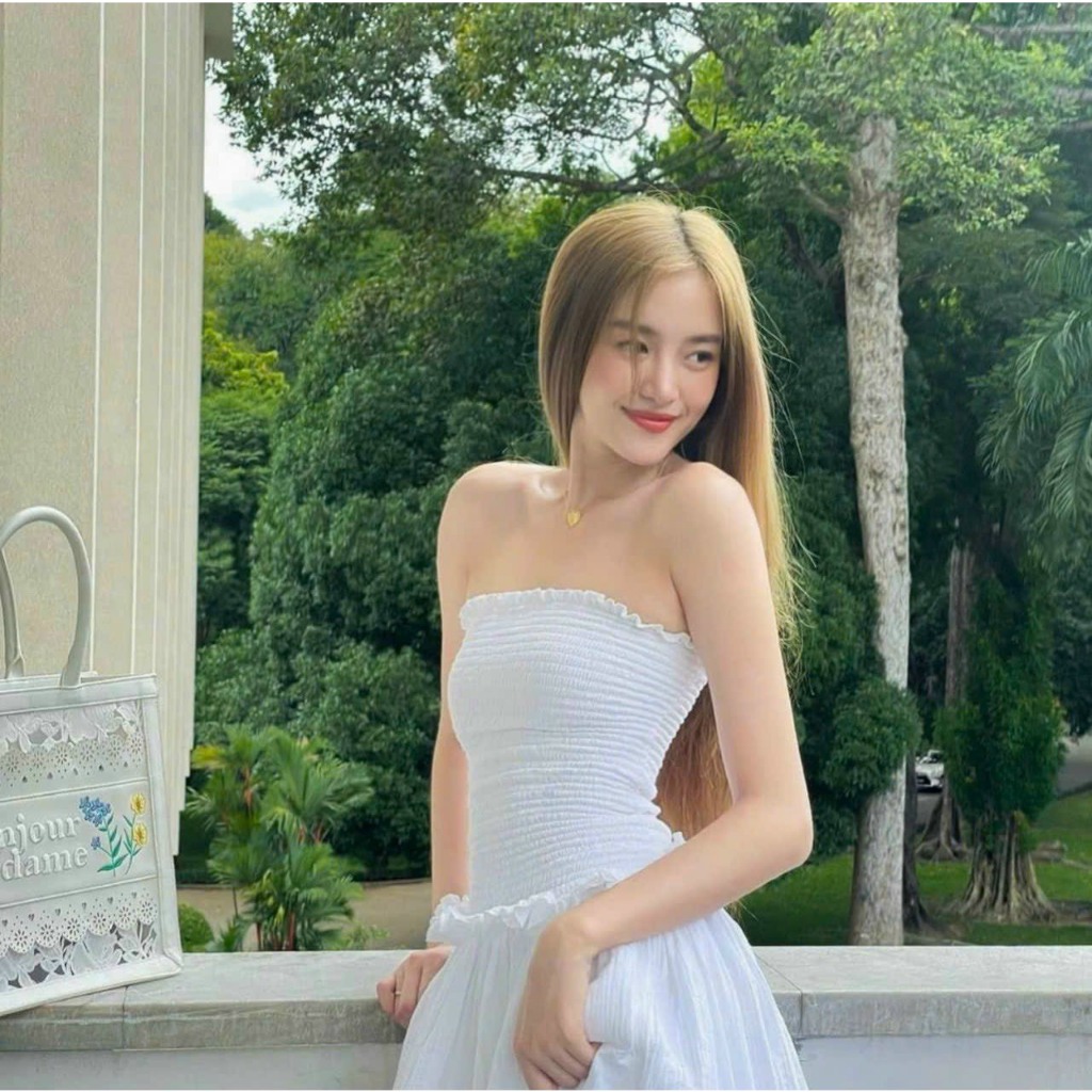 Đầm ống cúp ngực nhún thun dáng xòe trắng đen, đầm váy maxi bo chun dáng xòe thiết kế sang chảnh cho nàng đi biển-MP | BigBuy360 - bigbuy360.vn