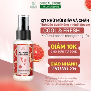 Xịt Khử Mùi Giày Và Chân Egome Tinh Dầu Bưởi Hồng làm sạch và thơm giày 20ml