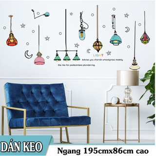 Decal trang trí tường - Dây Đèn sắc màu hoạt hình mẫu mới