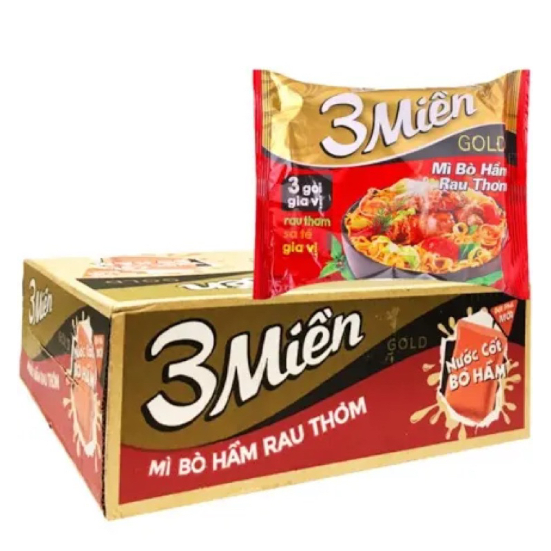 MÌ BÒ HẦM RAU THƠM BA MIỀN THÙNG 30 GÓI