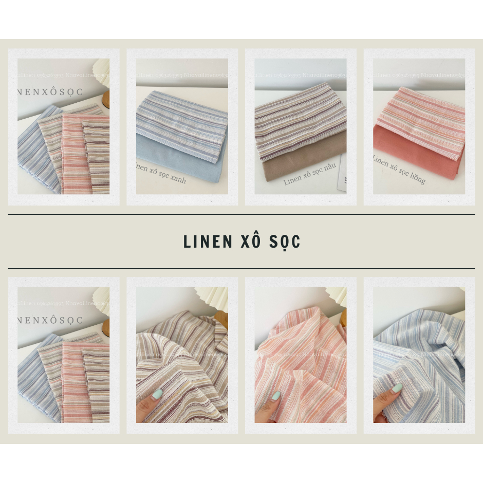 Tổng Hợp Vải Linen Xô Sọc Xinh Xắn Chất Liệu Cao Cấp Mềm Mại Thoáng Mát An Toàn Cho Da Nhạy - Nhà Vải Linen